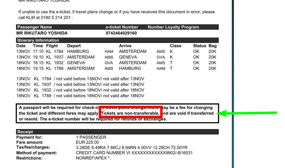 KLM tickets are non-transferable - KLM - Royal Dutch Airlines: opiniones, dudas, experiencias - Foro Aviones, Aeropuertos y Líneas Aéreas