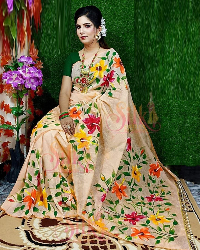 Hand Print Half Silk Sharee