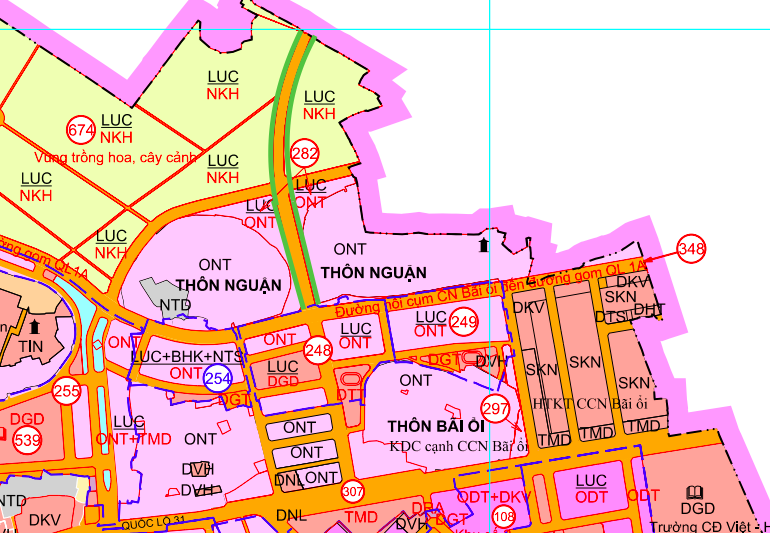 Đường sẽ mở chạy qua thôn Nguận phường Bắc Giang tỉnh Bắc Ninh tức tp bắc giang cũ