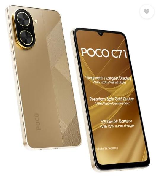 POCO C71, Desert Gold (4GB, 64GB) Refurbished