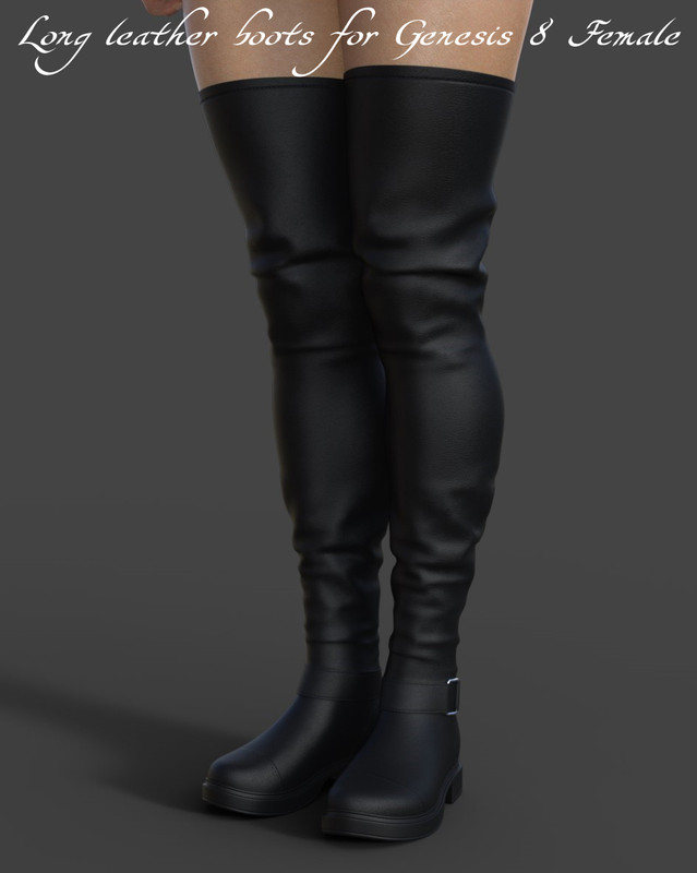 Long leather boots for Genesis 8 Female Long leather boots for Genesis 8 Female