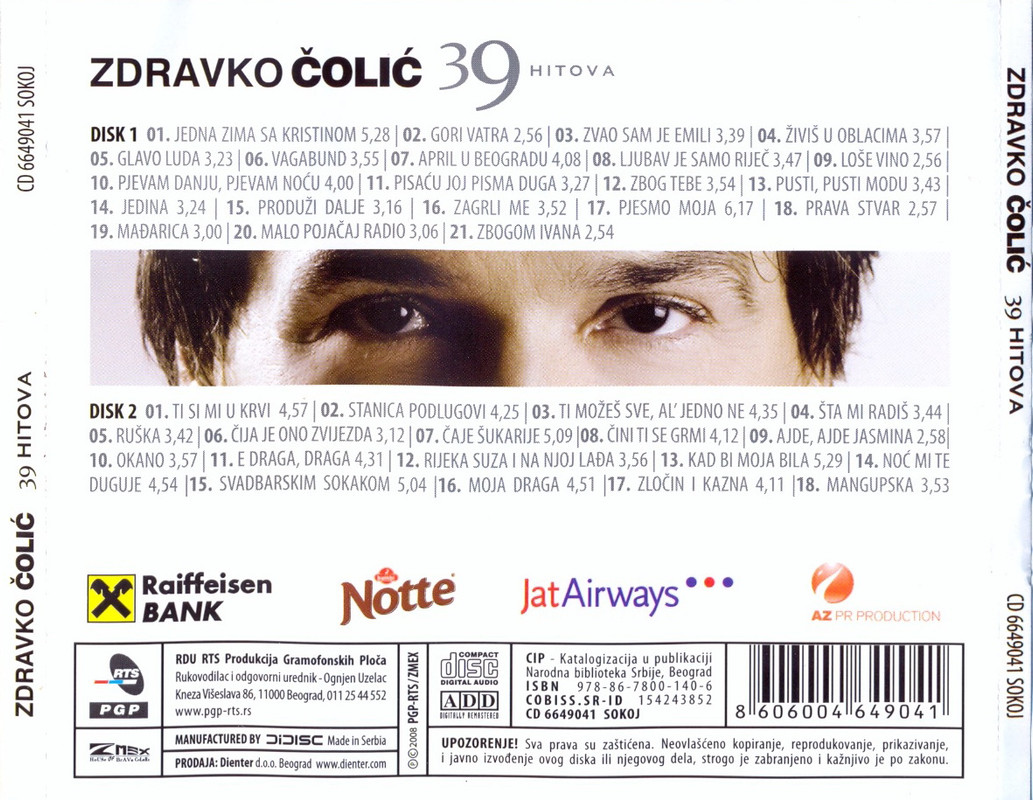Zdravko Čolić - (2008) - 39 Hitova (zadnja)