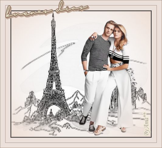 Pareja en Paris - Efecto Volver a Colorear y Efecto Dibujo  Dias