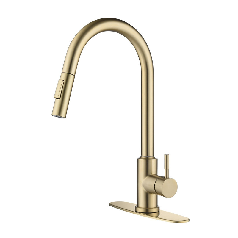 Touch Kitchen Faucet High Arc Single Handle Sprayer in Brushed Gold - 16.53*8.66*8.07