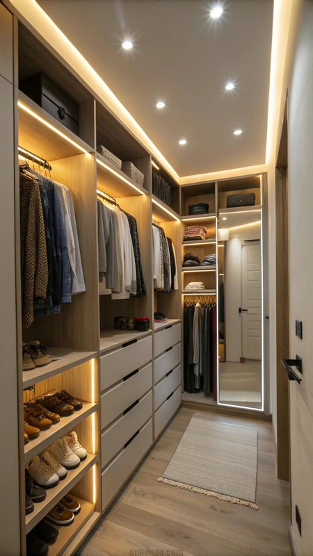 Modern walk-in with LED lighting, Irvine