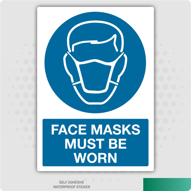Mandatory Face /' Masks must be worn when shopping here /' Sign A3 Sticker