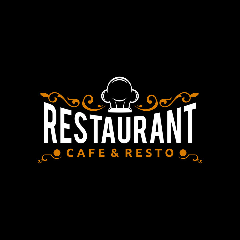 Restaurant logo design with engraving and chef hat