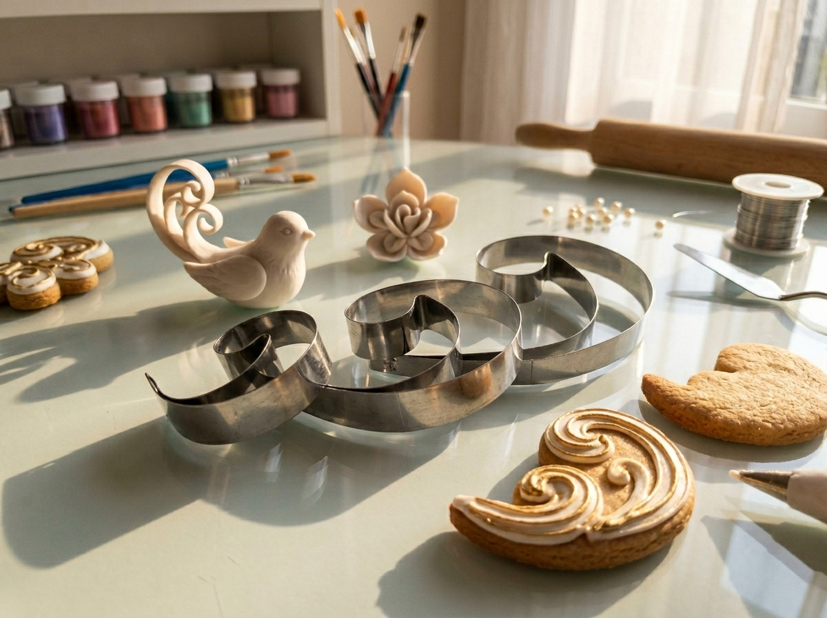 Cortador de arabesco esquineqno para decoración pasta flexible 3pz