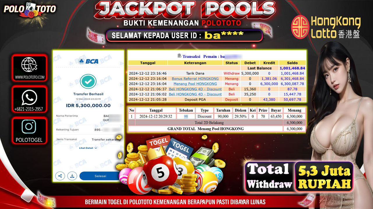 POLOTOTO JACKPOT TOGEL PASARAN HONGKONG Rp.5,300.000,-