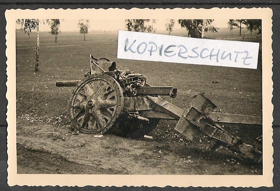 altes Foto verlassenes polnisches Geschütz WWII 2.Weltkrieg Polenfeldzug Polen