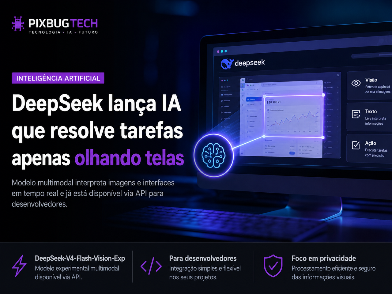 DeepSeek dá visão ao V4 Flash e mira agentes de IA capazes de interpretar telas