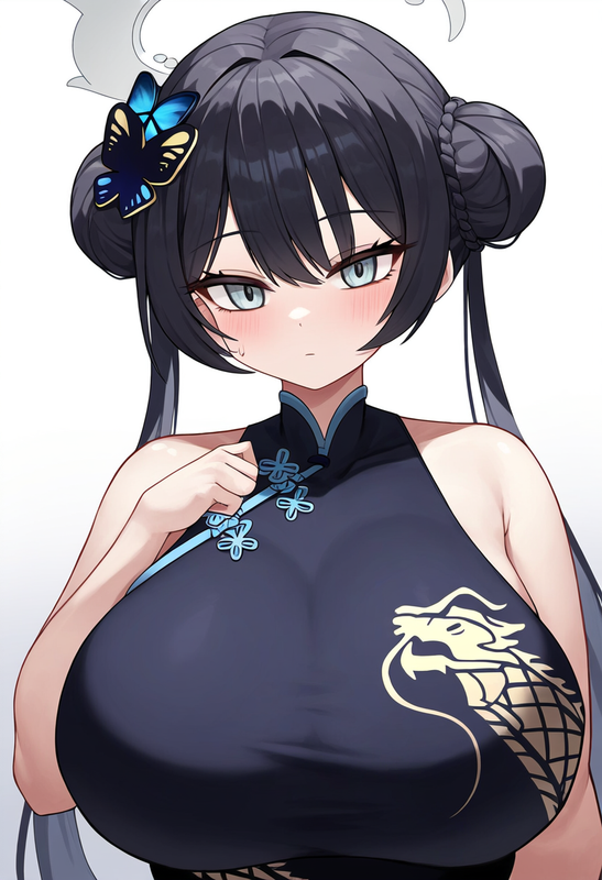 depth of field, 1girl, kisaki (blue archive), {{gigantic breasts}}, petite, blue s-3754625477