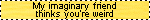 my imaginary friend thinks you're weird
