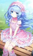 1girl, yoshino (date a live), blue eyes, long hair, hime cut, blue hair, {short  s-2059031095