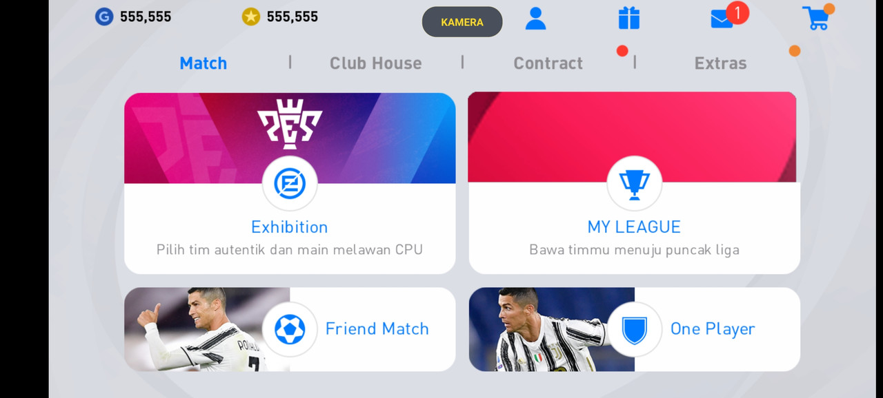 PES 2021 Mobile One Player Mode menu