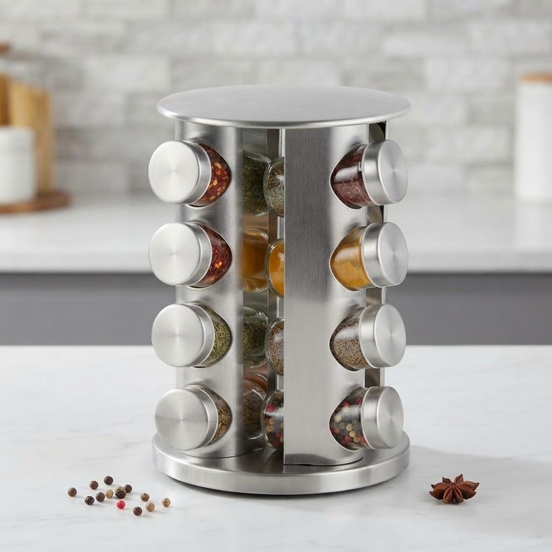 Stainless Steel Rotating Spice Carousel Set