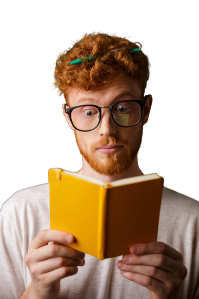 Person reading book for career growth