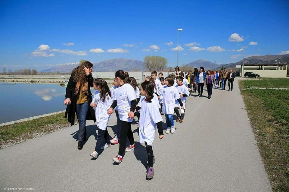On a site visit at a wastewater treatment plant with a group of students