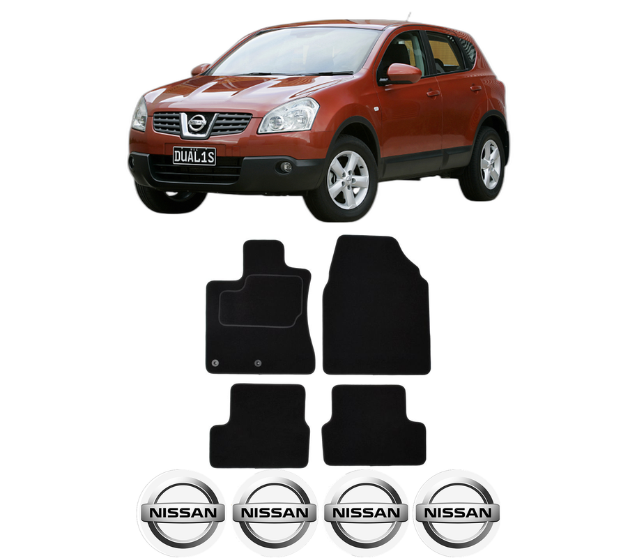 Set Covorase Presuri NISSAN QASHQAI I (J10, NJ10) din 2006-2013, Auto, Material Textil Mocheta, 4 Stickere auto cu NISSAN