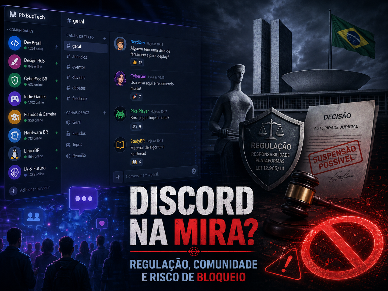 ** Discord entra na mira do governo e ameaça de bloqueio expõe o limite entre liberdade digital e responsabilidade de plataforma