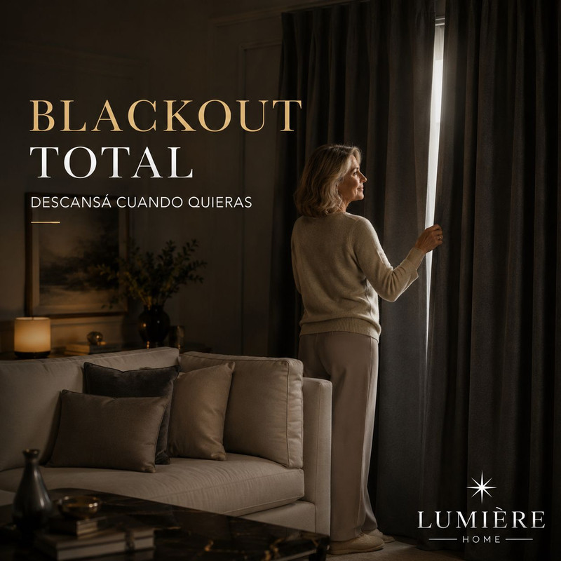 Cortina Blackout instalada habitaci&oacute;n