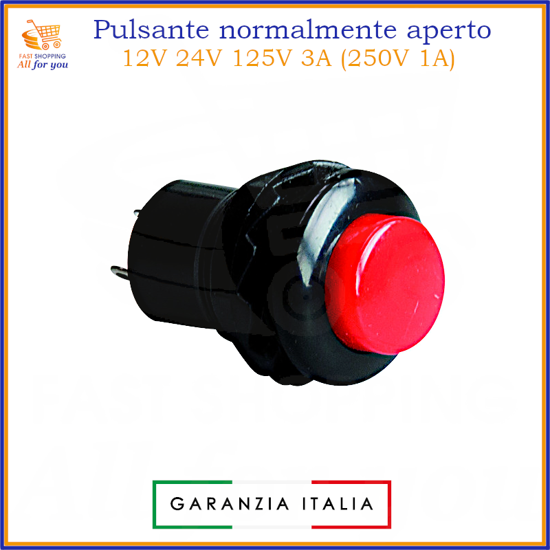 Pulsanti pulsante 12V volt da pannello normalmente aperto na momentaneo 24V 125V 250V 220V 1A 3A rosso rossi elettronica 2 pin