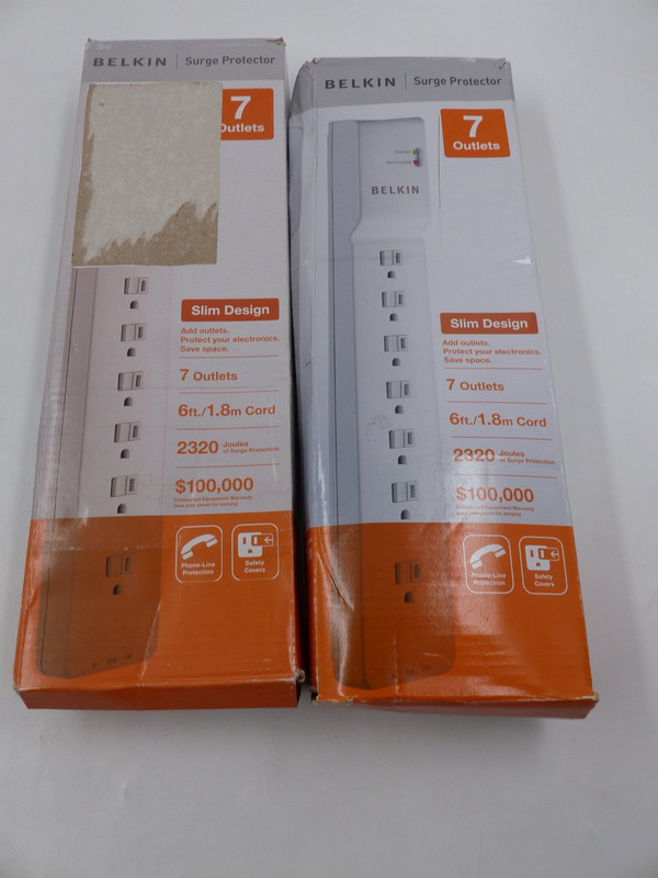 LOT OF TWO BELKIN HOME SERIES SURGE PROTECTOR 7 OUTLETS 6FT CORD 3419CP