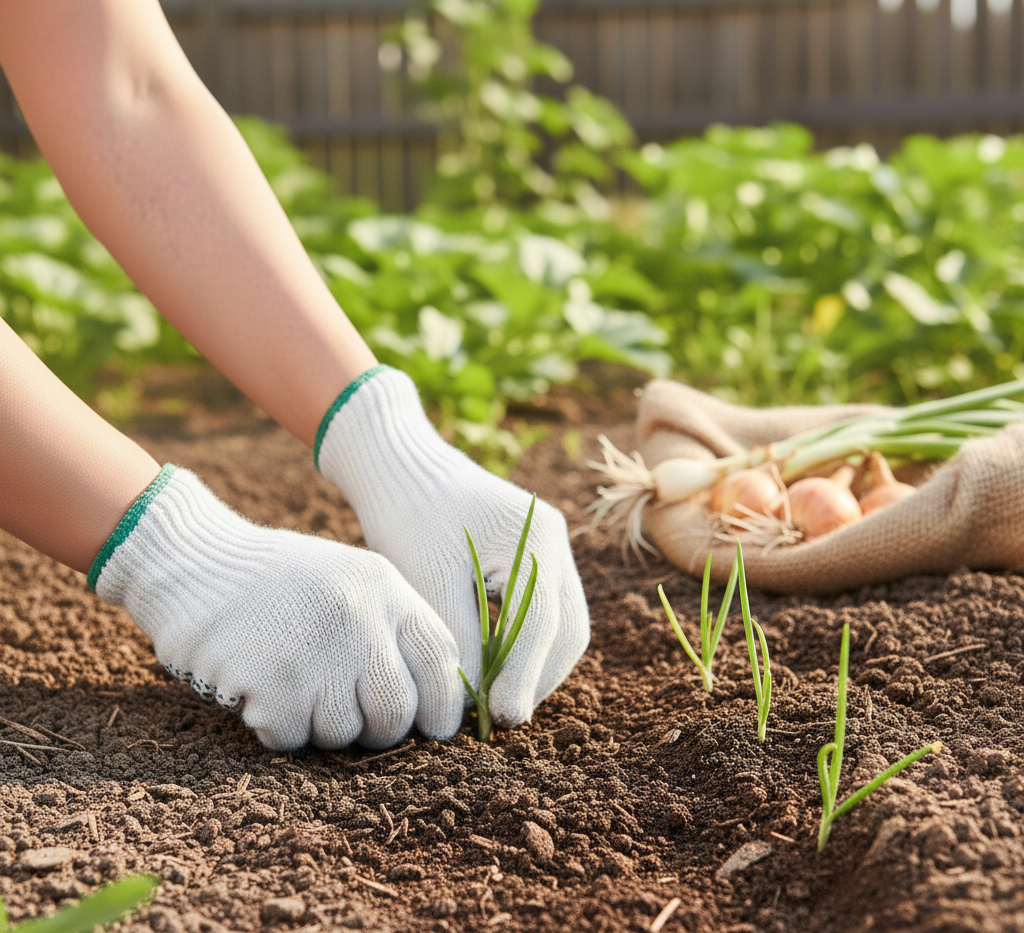 Spacing and thinning guide for onion plants for better bulb size