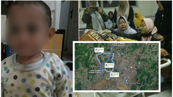 JASAD TANPA KEPALA - Foto Yusuf Ahmad Gazali dan perkiraan jarak TKP penemuan mayat balita tanpa kepala dan lokasi terakhir Yusuf dititipkan.