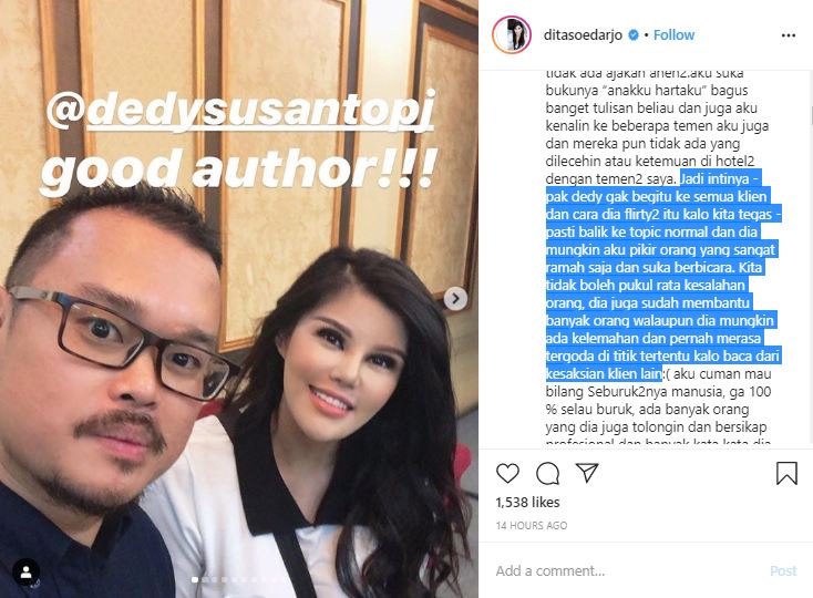 Curhatan Dita Soedarjo (Instagram/ditasoedarjo)
