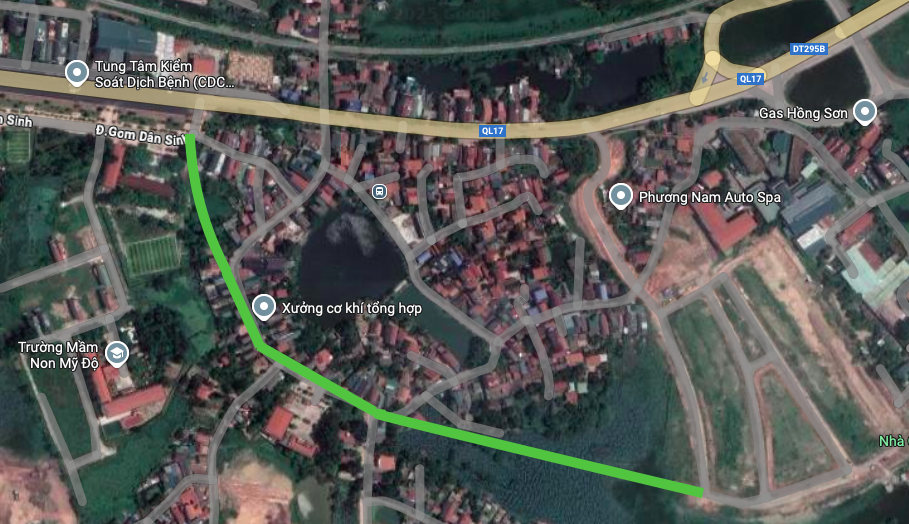 Sơ đồ tuyến đường sẽ mở theo quy hoạch ở phường Bắc Giang. (Ảnh chụp từ Google Map). 
