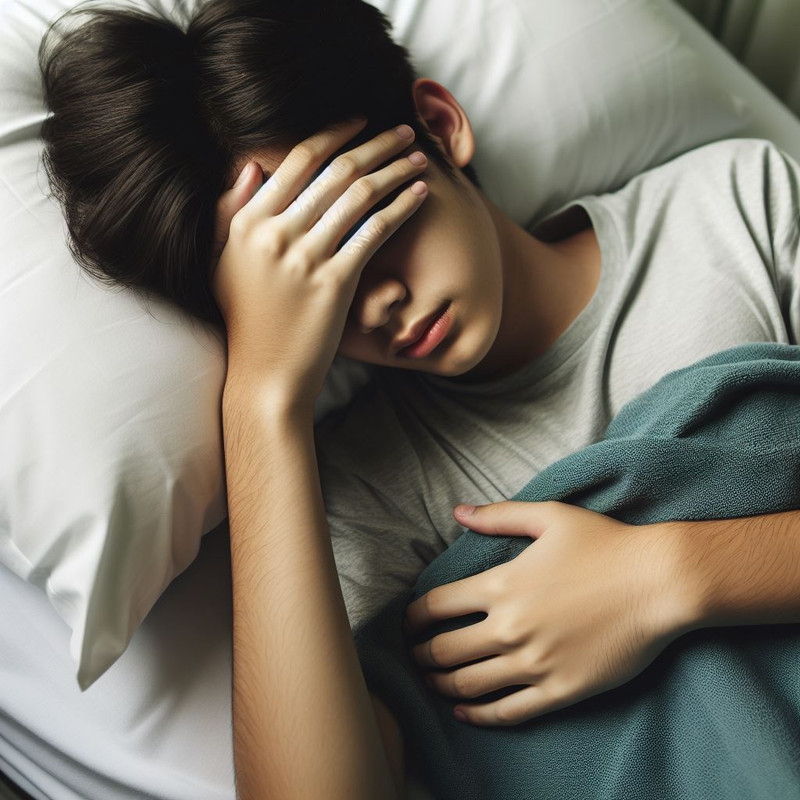 Sam dozing in the hospital.