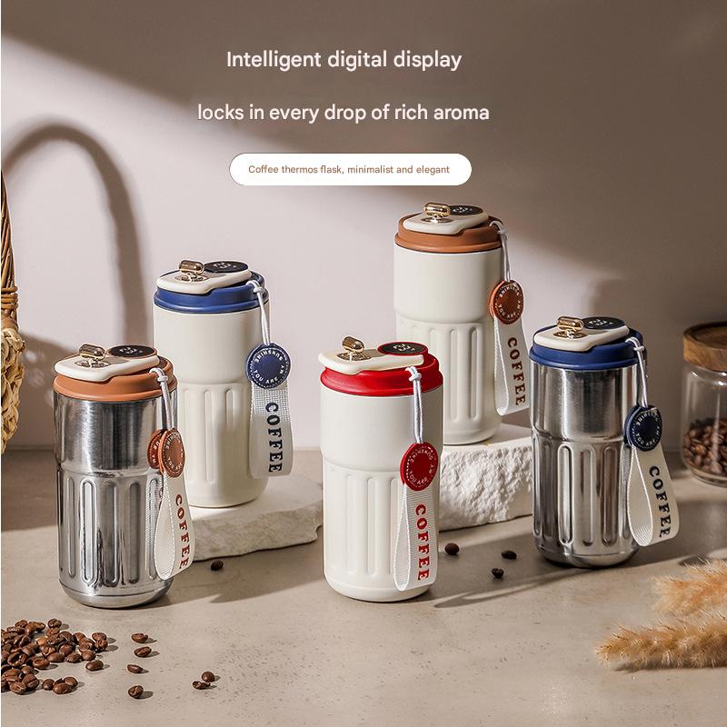 Blue Smart Digital Insulated Coffee Mug with 316 Stainless Steel Inner Liner – Vacuum-Sealed Travel Tumbler with Temperature Display, USB-C Rechargeable, Leak-Proof Lid for Hot and Cold Beverages