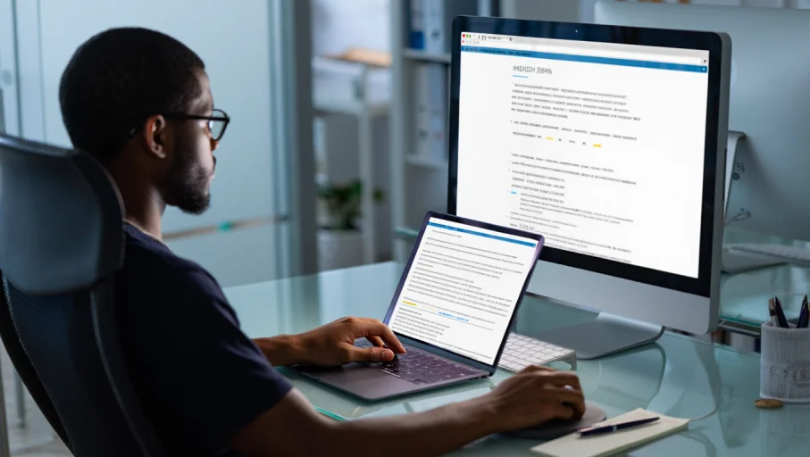 SEO специалист за компьютером