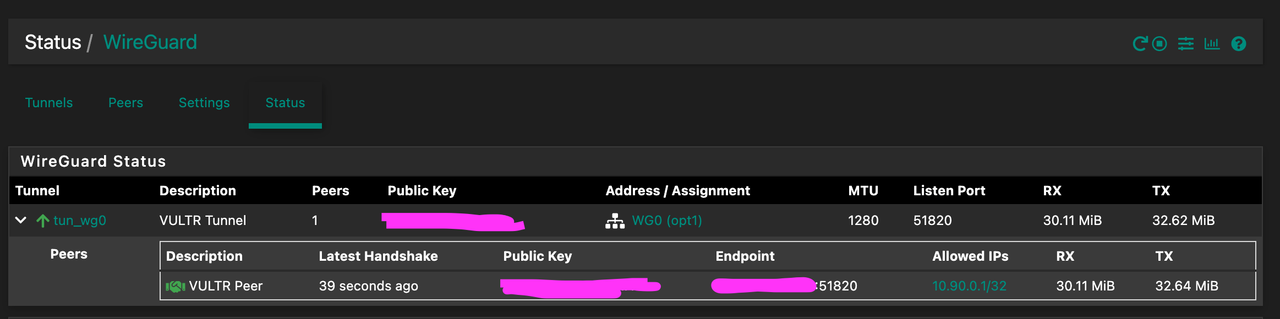 wireguard status