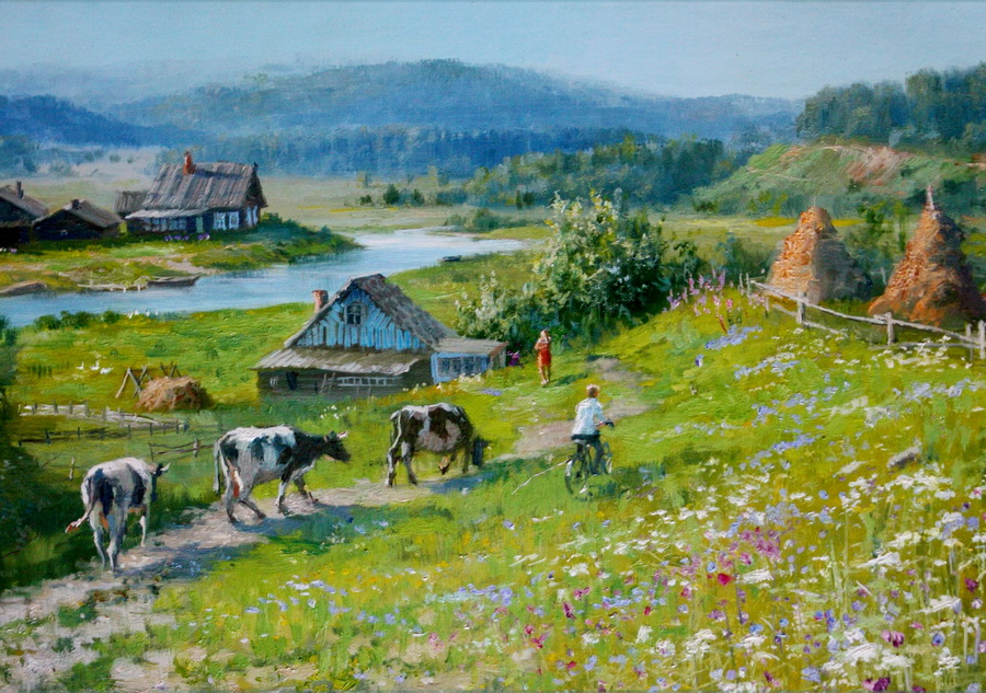 На картине изображена веселая деревенская свадьба пестрая масса людей удачно вписана в пейзаж