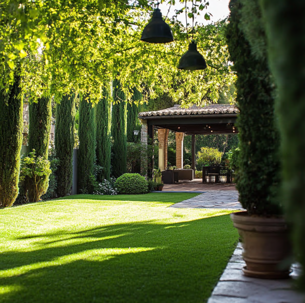 Comparativa entre césped artificial y natural en jardín residencial