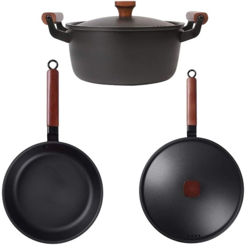 Pot Set Pots Kitchen Set 3 Pieces Cooking Pot Iron Pan Non Stick Pan Set Uncoated Wok Frying Pan Sou