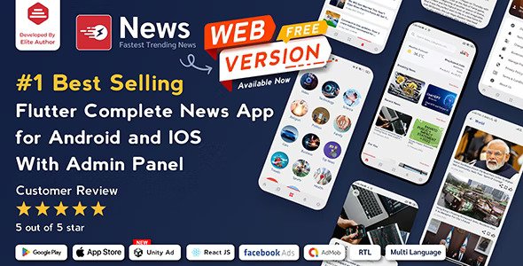 News App and Web – Flutter News App for Android and IOS App | News Website with Admin panel