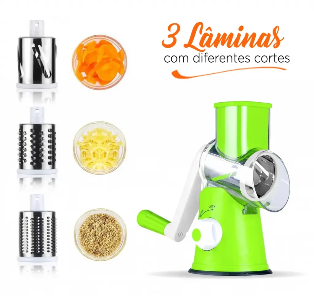 As 3 lâminas do Ralador Multifuncional: para ralar, fatiar e triturar