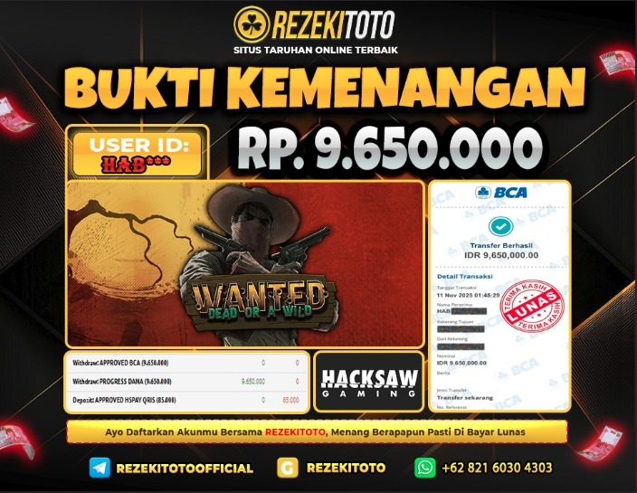 BUKTI KEMENANGAN 11 NOVEMBER 2025 WANTED DEAD OF A WILD  9 JUTA 