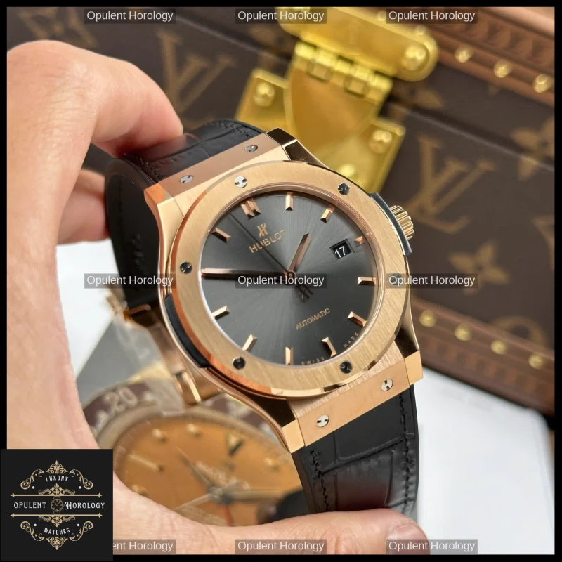 Hublot Classic Fusion King Gold Plated 42mm Gray Dial Swiss Automatic Movement