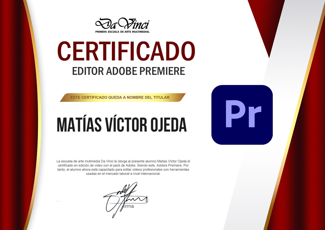 Certificado Premiere - Ojeda