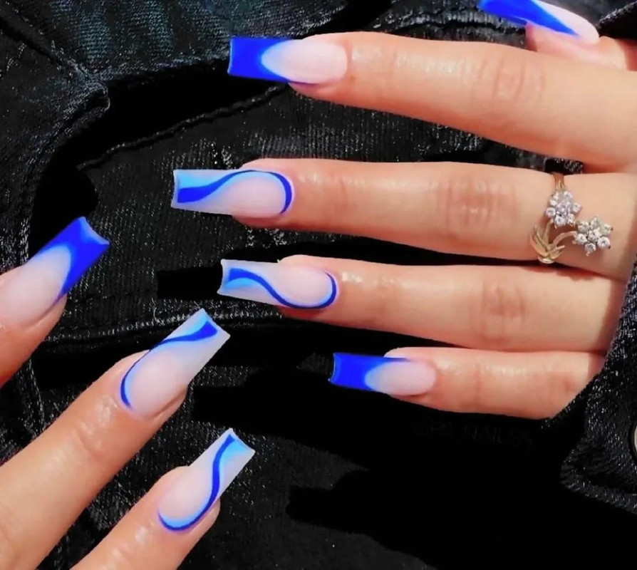 Blue colour nail art designs