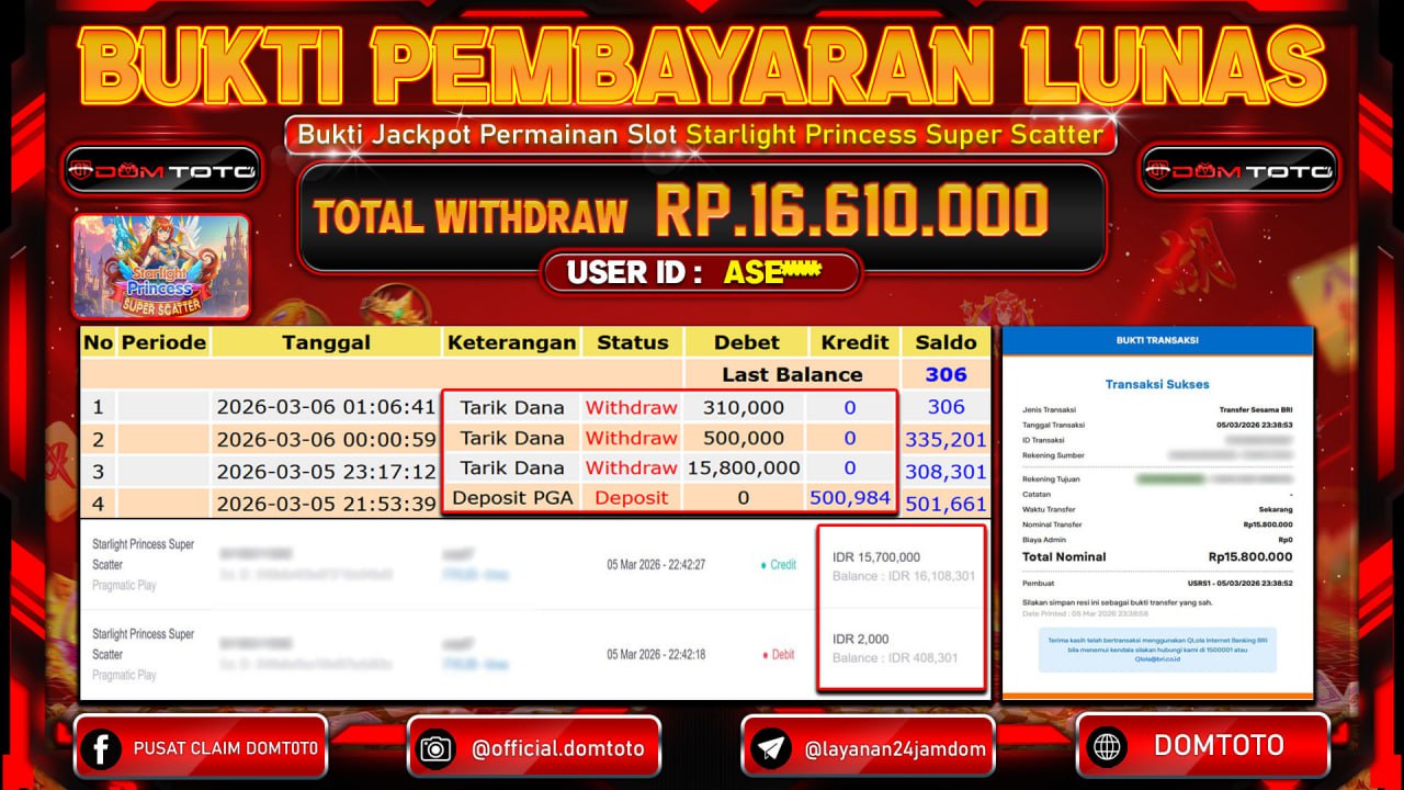 JACKPOT SLOT Starlight Princess Super Scatter Pragmatic Play 05 MARET 2026