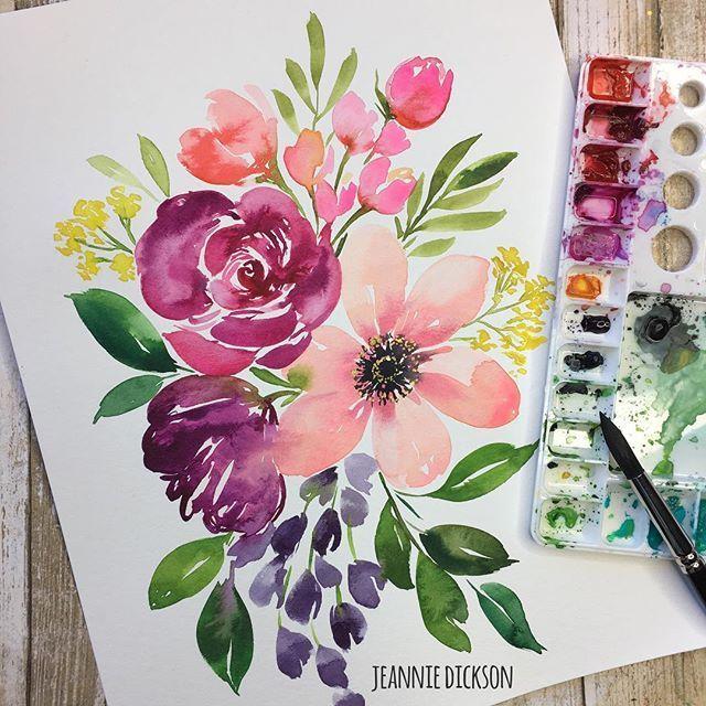 Watercolor Firecracker Flowers Sketching & Loose Floral Style