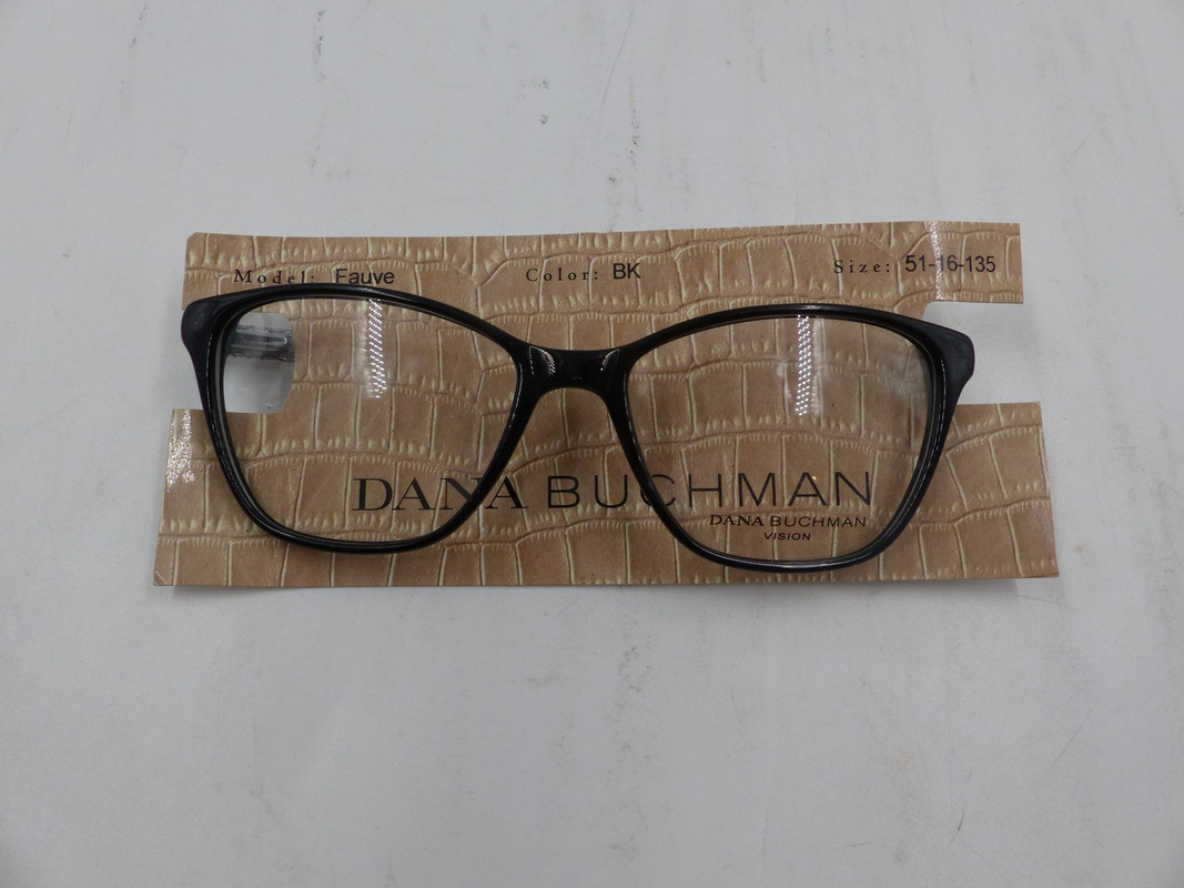 DANA BUCHMAN FAUVE WOMENS BLACK EYEGLASSES W/ SILVER DETAIL SIZE 51-16-135