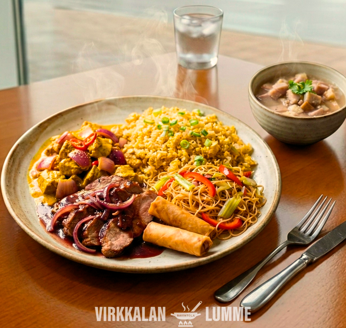Virkkalan Lumme lounas – monipuolinen annos ja lisukkeet
