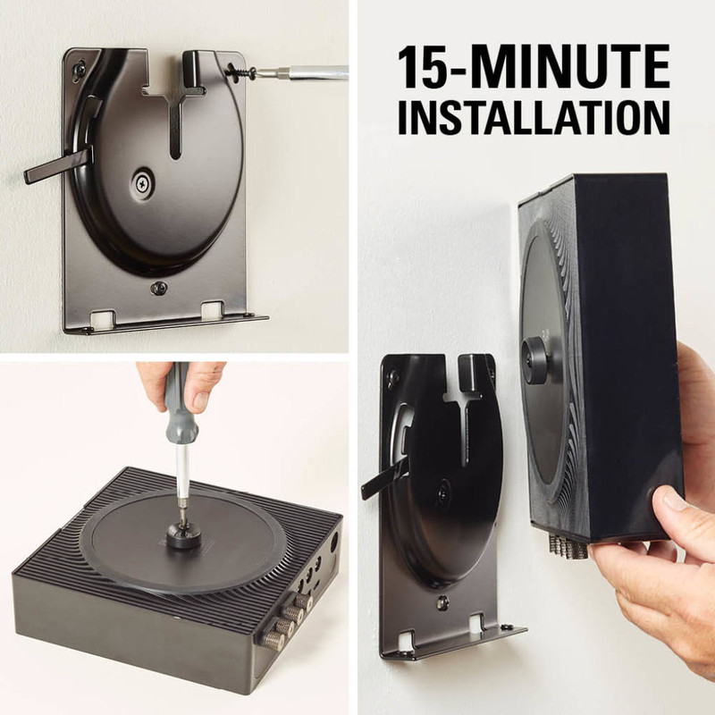 Mostrando la versatilidad de montaje del soporte Sanus para el Sonos Amp.
