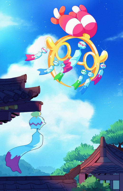 chimecho-and-mega-chimecho-pokemon-drawn